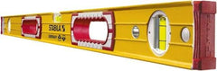 Stabila - 48" Long 3 Vial Box Beam Level - Aluminum, Yellow, 2 Plumb & 1 Level Vials - A1 Tooling