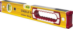 Stabila - 16" Long 2 Vial Box Beam Level - Aluminum, Yellow, 1 Plumb & 1 Level Vial - A1 Tooling