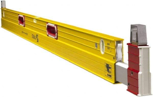 Stabila - 84 to 144" Long 3 Vial Expandable Level - Aluminum, Yellow, 2 Plumb & 1 Level Vials - A1 Tooling