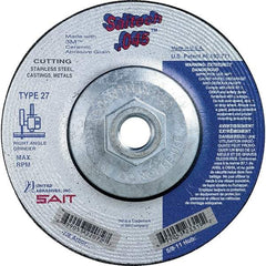 Sait - 4-1/2" Wheel Diam, Type 27 Depressed Center Wheel - Extra Coarse Grade, Ceramic, S Hardness, 13,300 Max RPM - A1 Tooling