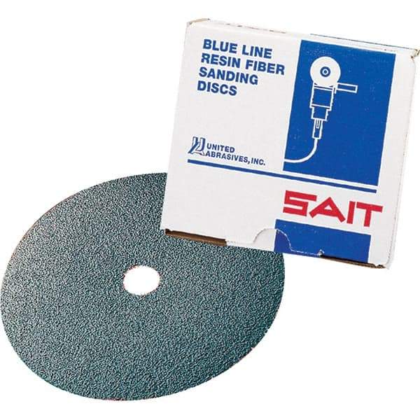 Sait - 7" Diam 7/8" Hole 80 Grit Fiber Disc - Zirconia Alumina, 7,000 Max RPM - A1 Tooling