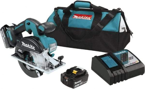 Makita - 18 Volt, 5-7/8" Blade, Cordless Circular Saw - 3,900 RPM, 2 Lithium-Ion Batteries Included - A1 Tooling