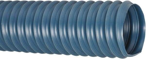 Flexaust - 2-1/2" ID, 19 Hg Vac Rating, 14 psi, PVC Vacuum & Duct Hose - 25' Long, Blue, 2-1/4" Bend Radius, 20 to 160°F - A1 Tooling