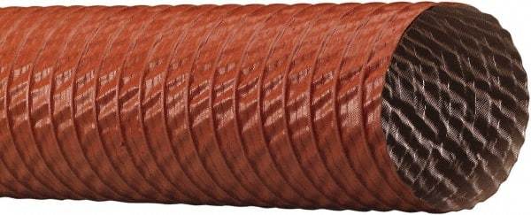 Flexaust - 2-1/2" ID, 24 Hg Vac Rating, 30 psi, Fiberglass Vacuum & Duct Hose - 25' Long, Red, 1.8" Bend Radius, -65 to 550°F - A1 Tooling