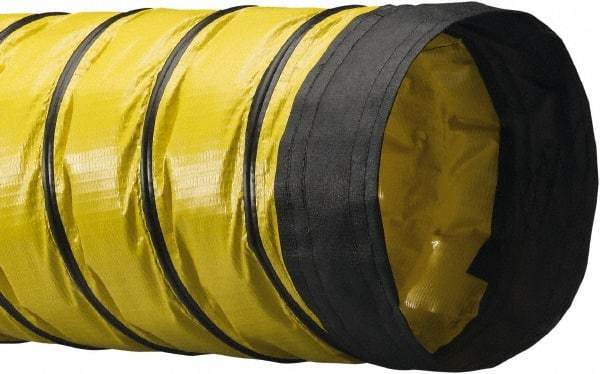 Flexaust - 6" ID, 5.5 Hg Vac Rating, 3.3 psi, Polyester Vacuum & Duct Hose - 25' Long, YellowithBlack, 3.6" Bend Radius, -20 to 180°F - A1 Tooling