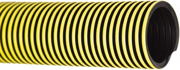 Flexaust - 1-1/2" ID, 29 Hg Vac Rating, 18 psi, Polyethylene Vacuum & Duct Hose - 50' Long, YellowithBlack, 3-1/4" Bend Radius, -40 to 140°F - A1 Tooling