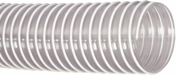 Flexaust - 1-1/2" ID, 29 Hg Vac Rating, 30 psi, PVC Vacuum & Duct Hose - 50' Long, Clear, 1-1/2" Bend Radius, 20 to 160°F - A1 Tooling