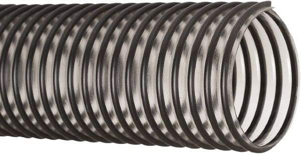 Flexaust - 5" ID, 12 Hg Vac Rating, 17 psi, PVC Vacuum & Duct Hose - 25' Long, Clear/Black, 5-1/4" Bend Radius, 20 to 160°F - A1 Tooling