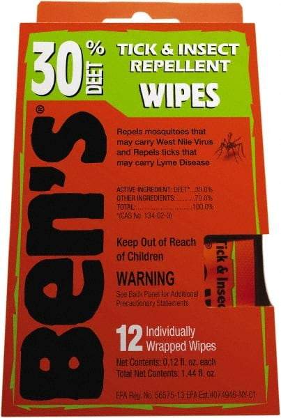 Ben's - 12 Count 30% DEET Towelette - For Ticks, Mosquitos, Disease Carrying Insects - A1 Tooling