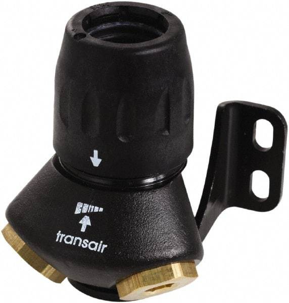 Transair - 1/2" ID, 16.5mm OD, 45° Two Port Wall Bracket - Plastic, 232 Max psi, 1/2 & 1/4 Female NPT, 3-5/16" Long - A1 Tooling