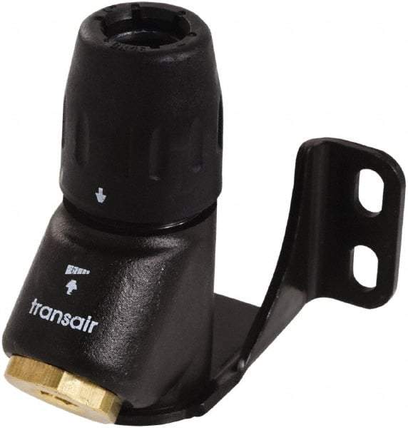 Transair - 1/2" ID, 16.5mm OD, 45° One Port Wall Bracket - Plastic, 232 Max psi, 1/2 & 1/4 Female NPT, 3-5/16" Long - A1 Tooling