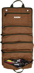 Bucket Boss - 6 Pocket Brown & Green Canvas Tool Roll - 4-1/2" Wide x 4-1/2" Deep x 26" High - A1 Tooling