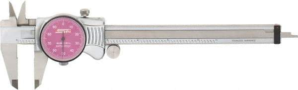 SPI - 0" to 6" Range, 0.001" Graduation, 0.1" per Revolution, Dial Caliper - Purple Face, 1.57" Jaw Length, Accurate to 0.0010" - A1 Tooling