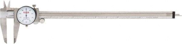 SPI - 0" to 12" Range, 0.001" Graduation, 0.1" per Revolution, Dial Caliper - White Face, 2.51" Jaw Length, Accurate to 0.0015" - A1 Tooling