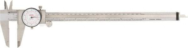 SPI - 0" to 12" Range, 0.001" and 0.02 mm Graduation, 0.001" per Revolution, Dial Caliper - White Face, 64mm Jaw Length, Accurate to 0.04mm - A1 Tooling