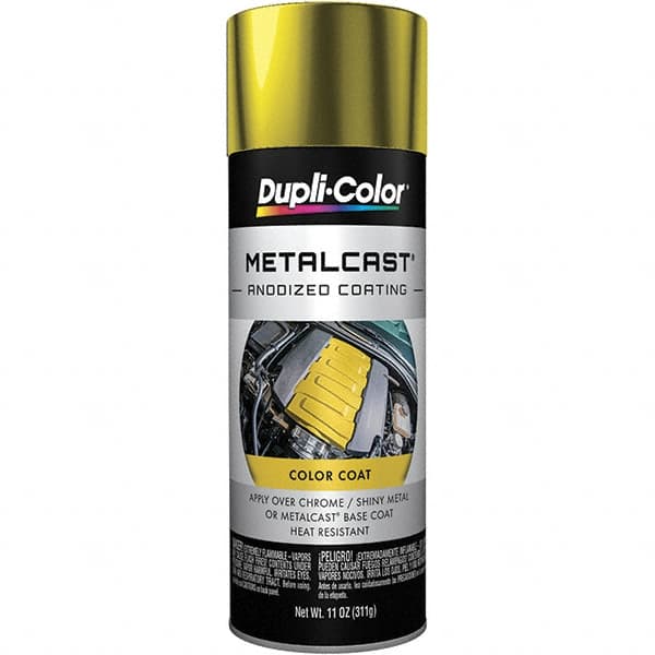 Dupli-Color - 11 oz Yellow Anodized Automotive Heat Resistant Paint - Metallic Finish, 500°F Max Temp, Comes in Aerosol Can - A1 Tooling