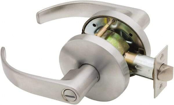 Falcon - Grade 1 Privacy Lever Lockset for 1-3/8" Thick Doors - 2-3/4" Back Set, No Cylinder, Steel, Satin Chrome Finish - A1 Tooling