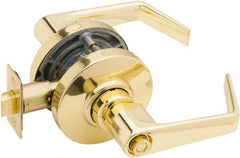 Falcon - Grade 2 Entrance Lever Lockset for 1-3/8" Thick Doors - 2-3/4" Back Set, No Cylinder, Steel, Bright Brass Finish - A1 Tooling