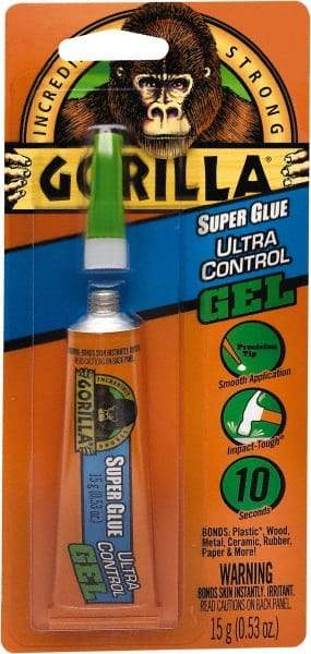 Gorilla Glue - 0.53 oz Tube Clear Super Glue - 24 hr Full Cure Time, Bonds to Most Surfaces - A1 Tooling