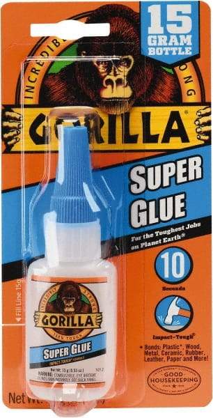 Gorilla Glue - 0.53 oz Bottle Clear Super Glue - 24 hr Full Cure Time, Bonds to Most Surfaces - A1 Tooling