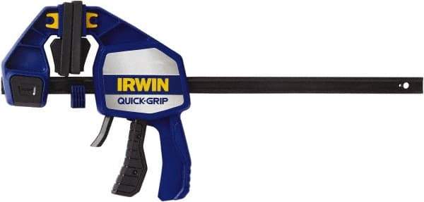 Irwin - 12" Capacity, 3-5/8" Throat Depth Carbon Steel Bar Clamp - 600 Lb Clamping Pressure, 530.23mm Max Spread - A1 Tooling