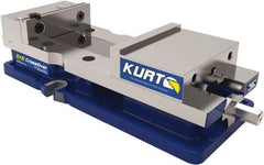 Kurt - 6" Jaw Width, 9" Jaw Opening Capacity, Horizontal Stationary Machine Vise - Manual Operation, 1 Station, 18.258" Long x 4" High x 1" Deep, 1.735" Jaw Height, 7,342 Lb Max Clamp Force, Ductile Iron - A1 Tooling