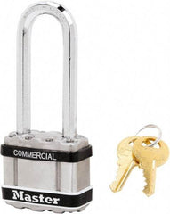 Master Lock - 2-1/2" Shackle Clearance, Keyed Different Padlock - 5/16" Shackle Diam, Laminated Steel - A1 Tooling