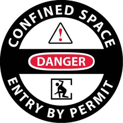 NMC - "Danger - Confined Space Entry By Permit", 36" Long x 36" Wide, Sportwalk Safety Sign - Round, 0.005" Thick, Use for Workplace/Safety - A1 Tooling