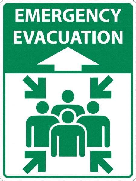 NMC - "Emergency Evacuation", 24" Long x 18" Wide, Asphalt Art Safety Sign - Rectangle, 0.005" Thick, Use for Workplace/Safety - A1 Tooling