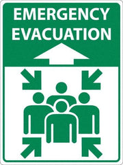 NMC - "Emergency Evacuation", 24" Long x 18" Wide, Asphalt Art Safety Sign - Rectangle, 0.005" Thick, Use for Workplace/Safety - A1 Tooling