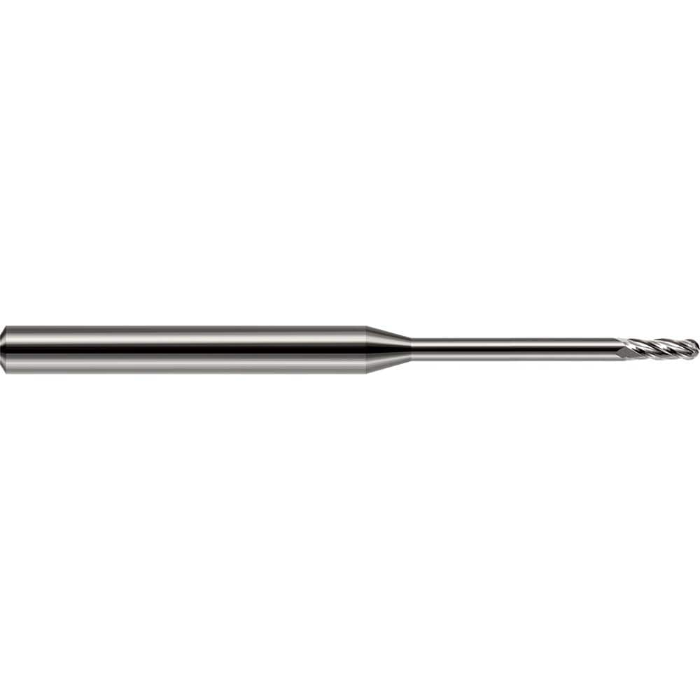 Harvey Tool - Ball End Mills; Mill Diameter (mm): 0.50 ; Mill Diameter (Decimal Inch): 0.0200 ; Number of Flutes: 2 ; Length of Cut (Decimal Inch): 0.0600 ; Material: Solid Carbide ; Overall Length (Inch): 1-1/2 - Exact Industrial Supply