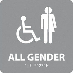 NMC - "All Gender", 8" Long x 8" Wide, Gravoply (Engraved) Safety Sign - Square, 0.25" Thick, Use for Restroom, Janitorial & Housekeeping - A1 Tooling