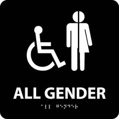 NMC - "All Gender", 8" Long x 8" Wide, Gravoply (Engraved) Safety Sign - Square, 0.25" Thick, Use for Restroom, Janitorial & Housekeeping - A1 Tooling