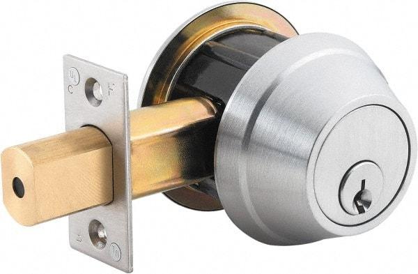 Stanley - 1-3/8 to 2" Door Thickness, Bright Brass Finish, Occupancy Indicator Deadbolt - Nonhanded Handling, Push in Lever Override, Keyless Cylinder - A1 Tooling