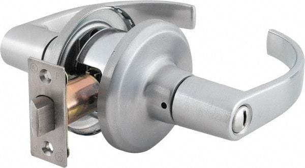 Stanley - Grade 2 Privacy Lever Lockset - 2-3/8 & 2-3/4" Back Set, Keyless Cylinder, Brass Alloy, Satin Chrome Finish - A1 Tooling