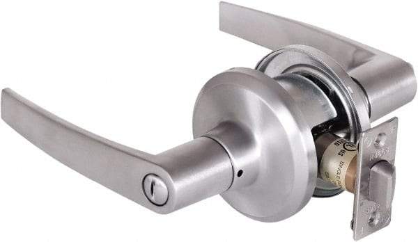 Stanley - Grade 2 Privacy Lever Lockset - 2-3/8 & 2-3/4" Back Set, Keyless Cylinder, Brass Alloy, Satin Chrome Finish - A1 Tooling