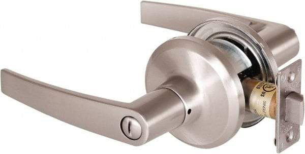 Stanley - Grade 2 Privacy Lever Lockset - 2-3/8 & 2-3/4" Back Set, Keyless Cylinder, Brass Alloy, Satin Nickel Finish - A1 Tooling