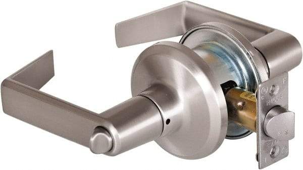 Stanley - Grade 2 Privacy Lever Lockset - 2-3/8 & 2-3/4" Back Set, Keyless Cylinder, Brass Alloy, Satin Nickel Finish - A1 Tooling