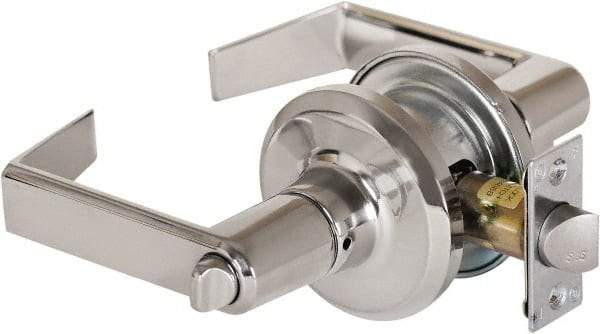 Stanley - Grade 2 Privacy Lever Lockset - 2-3/8 & 2-3/4" Back Set, Keyless Cylinder, Brass Alloy, Bright Chrome Finish - A1 Tooling