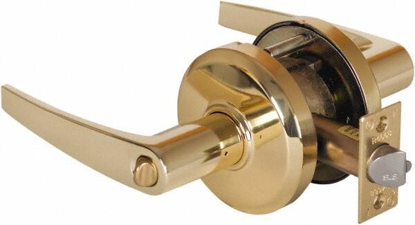 Stanley - Grade 2 Entrance Lever Lockset - 2-3/4" Back Set, Key In Lever Cylinder, Brass Alloy, Bright Brass Finish - A1 Tooling