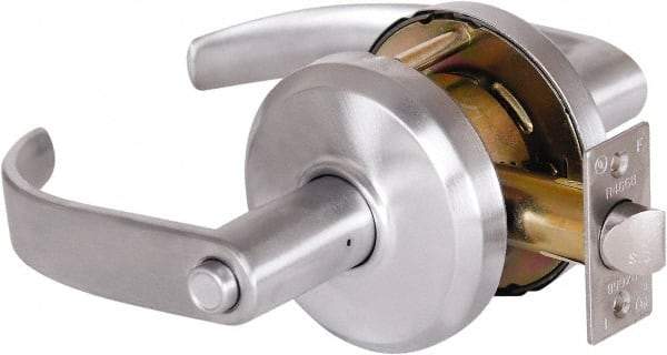 Stanley - Grade 2 Privacy Lever Lockset - 2-3/4" Back Set, Keyless Cylinder, Brass Alloy, Satin Chrome Finish - A1 Tooling