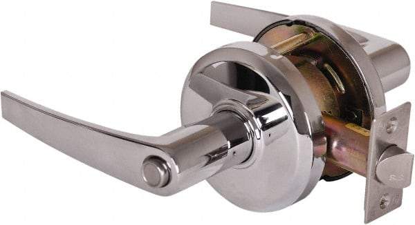 Stanley - Grade 2 Privacy Lever Lockset - 2-3/4" Back Set, Keyless Cylinder, Brass Alloy, Bright Chrome Finish - A1 Tooling