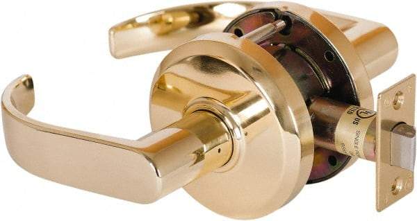 Stanley - Grade 2 Passage Lever Lockset - 2-3/4" Back Set, Keyless Cylinder, Brass Alloy, Bright Brass Finish - A1 Tooling