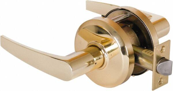 Stanley - Grade 2 Passage Lever Lockset - 2-3/4" Back Set, Keyless Cylinder, Brass Alloy, Bright Brass Finish - A1 Tooling