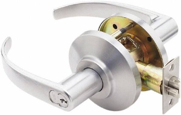 Best - Grade 2 Storeroom Lever Lockset - 2-3/4" Back Set, Key In Lever Cylinder, Brass Alloy, Satin Chrome Finish - A1 Tooling