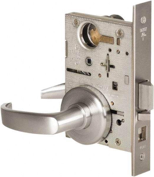 Best - Grade 1 Office Lever Lockset - 2-3/4" Back Set, Keyless Cylinder, Brass Alloy, Satin Chrome Finish - A1 Tooling