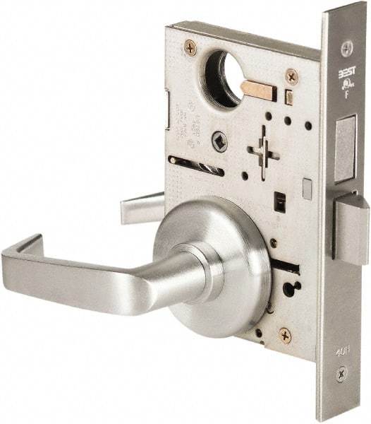 Best - Grade 1 Privacy Lever Lockset - 2-3/4" Back Set, Keyless Cylinder, Brass Alloy, Satin Chrome Finish - A1 Tooling