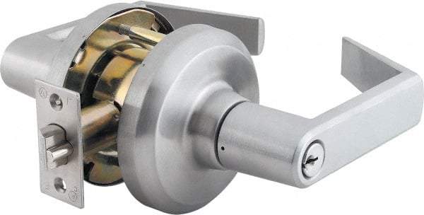 Stanley - Grade 1 Storeroom Lever Lockset - 2-3/4" Back Set, Key In Lever Cylinder, Brass Alloy, Satin Chrome Finish - A1 Tooling