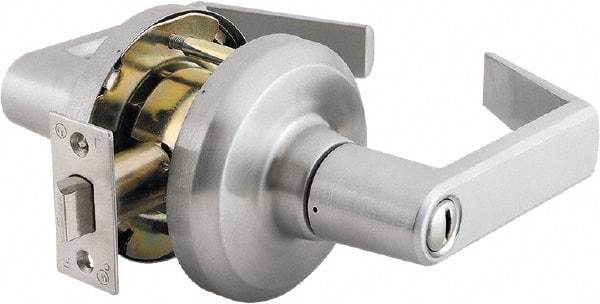 Stanley - Grade 1 Privacy Lever Lockset - 2-3/4" Back Set, Keyless Cylinder, Brass Alloy, Satin Chrome Finish - A1 Tooling