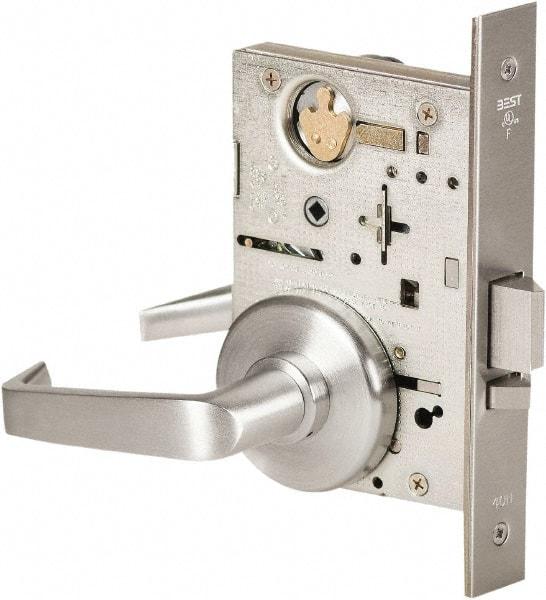 Best - Grade 1 Storeroom Lever Lockset - 2-3/4" Back Set, Keyless Cylinder, Brass Alloy, Satin Chrome Finish - A1 Tooling